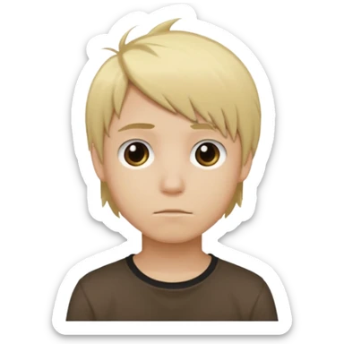 boy with blonde hair emo, shirt color brown sticker