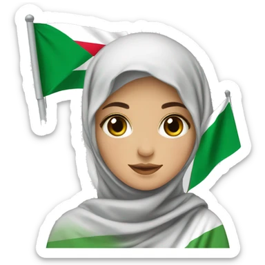 Algerian girl with hijab Palestine+ Algeria flags  sticker
