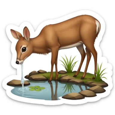 A doe in a position like its drinking from a pond sticker