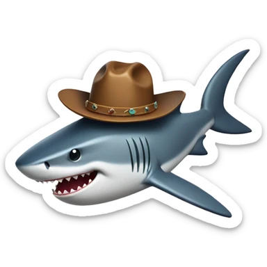 Shark with cowboy hat sticker