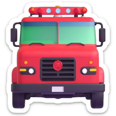 red and black fire truck, front view sticker