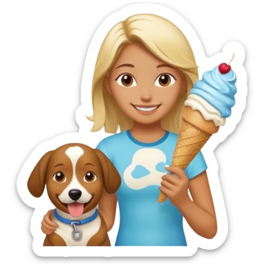 Surfer girl eating ice cream with a dog sticker