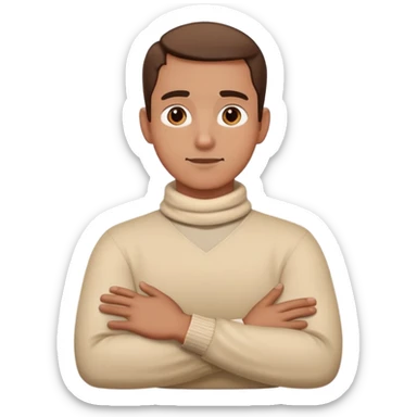 hands crossed around neck man sticker