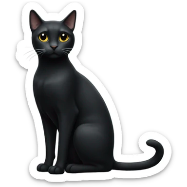 full body black cat with little white  spot under chin  sticker