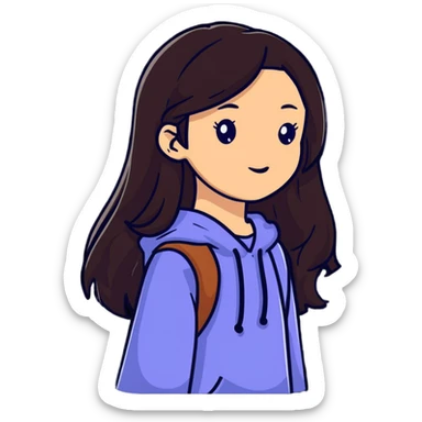 White girl with long dark brown hair sticker