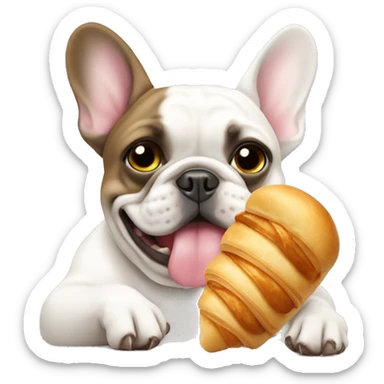 French bulldog eating a croissant sticker