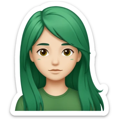 darker green and longer hair please sticker