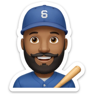 Dark Medium skin bald man with long black beard backwards baseball hat  sticker