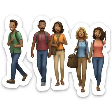 group of people going on a trip sticker