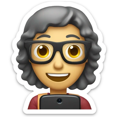 A person taking a picture with a cell phone sticker