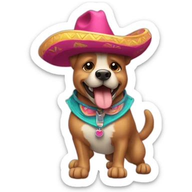 Perro con sombrero de baquero bailando  sticker