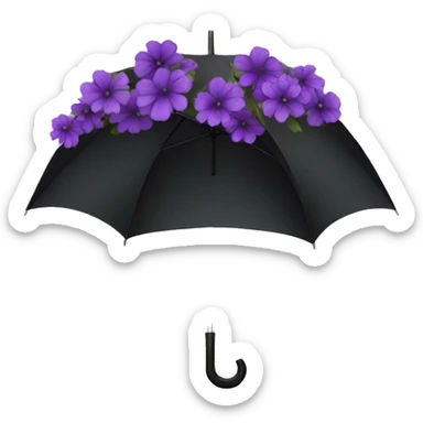 Black umbrella with purple flowers sticker