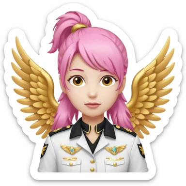 Commander Bloom – pink ponytail pilot in white uniform and gold wings sticker