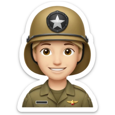 Combine these two 🪖🙂
:military_helmet: :simple_smile: sticker