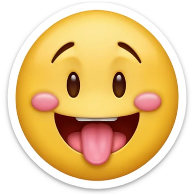 Regular yellow emoji, tongue sticking out with lots of drool sticker