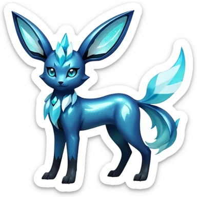Shiny Edgy Badass Dark Gothic Glittery Ethereal Sparkly Glaceon-Amaura-Aurorus-Fakémon-hybrid-creature (full body)  sticker