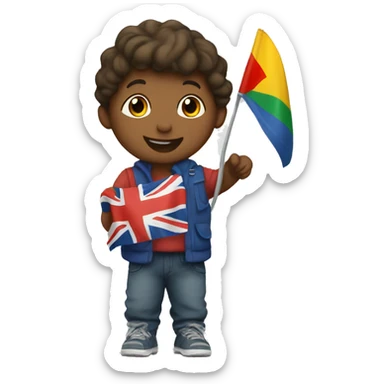 A little child holding a flag that says: Do it!!! sticker