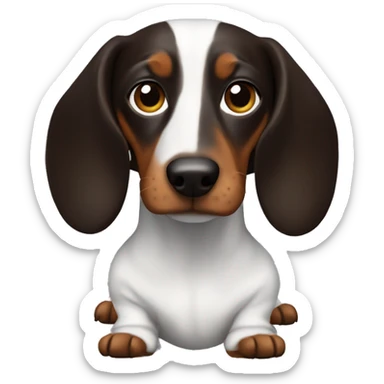 Dark Brown Long-haired dachshund in white sweater  sticker