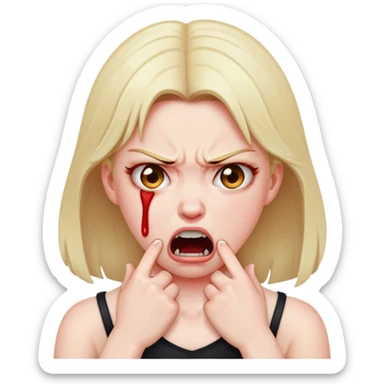girl choking self angry face sticker
