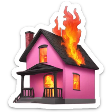 pink house on fire sticker