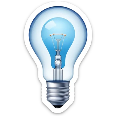 A blue light bulb with a minimalist design and a blank area for a logo. Modern, clean styl sticker