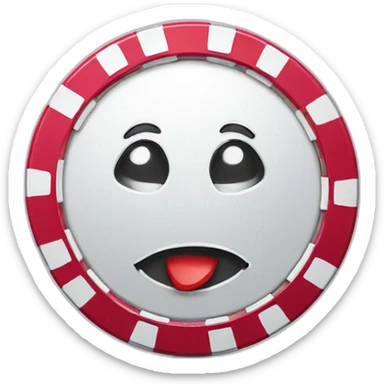 a casino chip mascot with cartoon face sticker