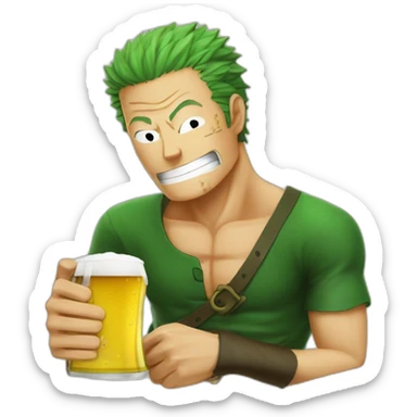 Roronoa zoro qui boit de la bière  sticker
