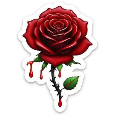 Black rose with blood drips sticker