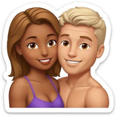 buff white man Kissing brown girl sticker
