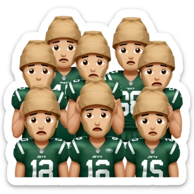 New York Jets being cry babies with tears with paper bags on their heads sticker