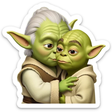 Shrek kissing yoda sticker