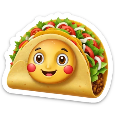 taco with white wings and question marks on the sides sticker