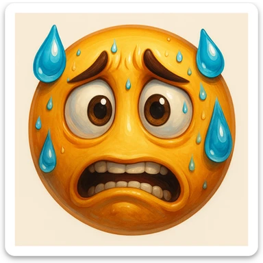 nervous emoji face, expressive, detailed, digital art sticker