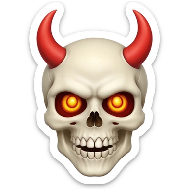 skull with devil horns mischievous grin sticker