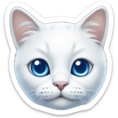 cartoon white cat with a blue spot on his left eye and a blue left ear sticker
