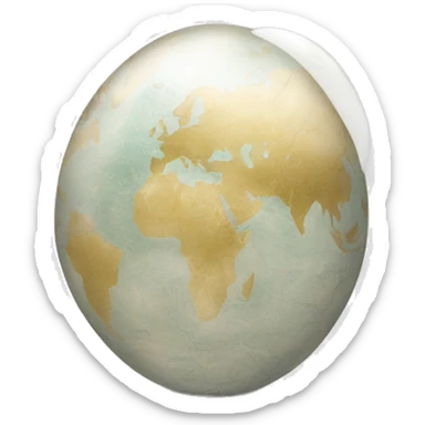 pearl stone with map of world etched into the pearl sticker