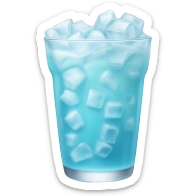 pastel blue drink with lots of ice and frosted glass sticker