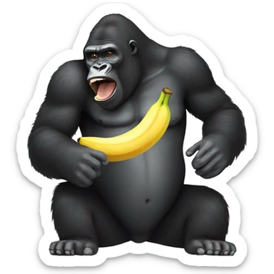 Gorilla eating a banana sticker