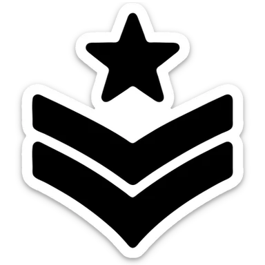 military rank insignia, classic style, gold and silver details, clean and recognizable sticker