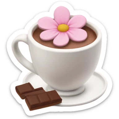 Hot chocolate with pale pink flower  sticker