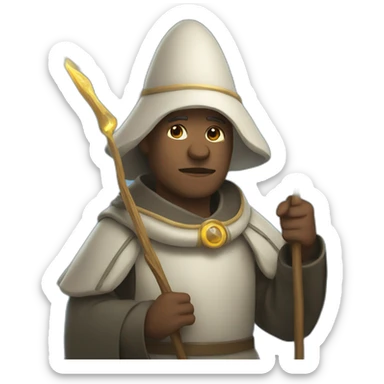 pilgrim with a staff and a halo of light sticker