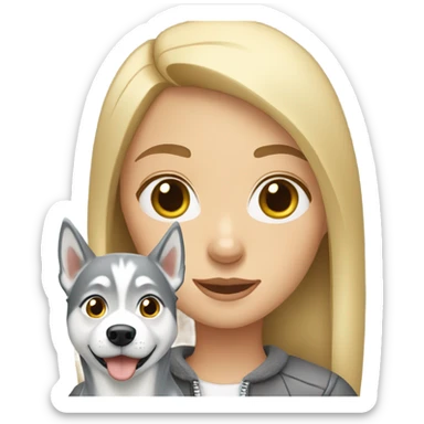 blonde girl  with Grey Husky  sticker