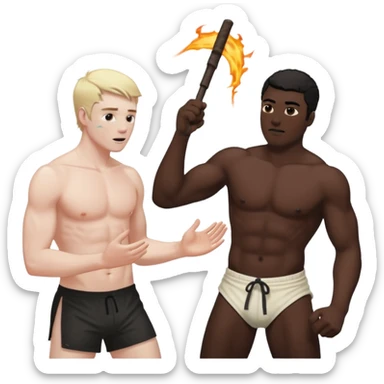 A white guy whipping a black guy sticker