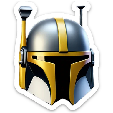 Mandalorian helmet black and yellow with antenna sticker