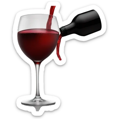 red drink being poured into a black wine glass  sticker