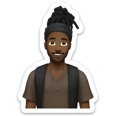 Black man with a dreadlock bun with a undercut with a black bandana on his head sticker