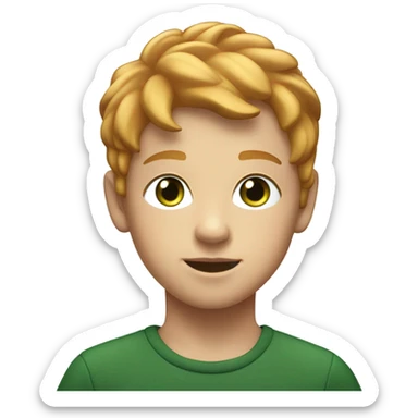 young Boy with green and short strawberry blonde hair  sticker