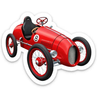 Lowered Bugatti racing retro cyclekart with advanced suspension and steering system  sticker