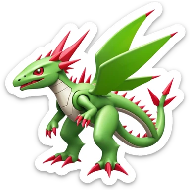 Spiky Cool Edgy shiny colorful Digimon-Fakemon-Flygon-Gabite-Mecha, full body, two legs sticker