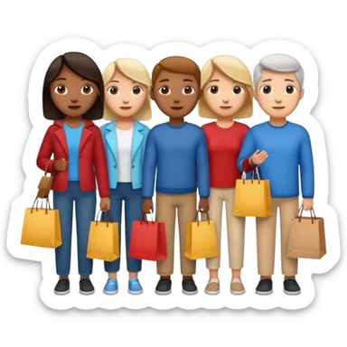 Line of people waiting to enter a store sticker